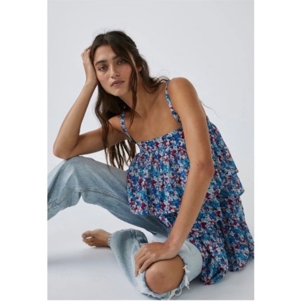 Free‎ People FP One Talia Floral Tiered Mini Dress Small Boho